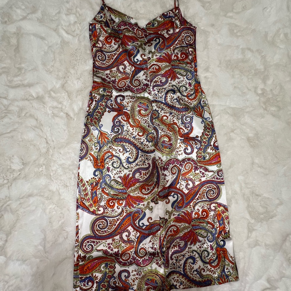 Eminence Silk Paisley spaghetti strap dress